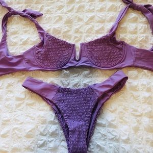 Lavender ruched bikini